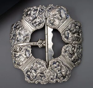 Antigua hebilla de plata Judaica 1909 ortodoxa holandesa Yom Kipur 833 - Imagen 1 de 8