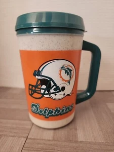 Vintage NFL Miami Dolphins 7 Eleven Aladdin Plastic Travel Mug Cup Thermos - Picture 1 of 8