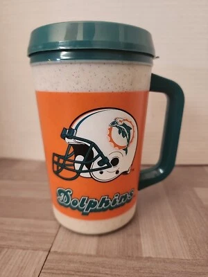 Vintage NFL Miami Dolphins 7 Eleven Aladdin Plastic Travel Mug Cup Thermos - Image 1 of 4