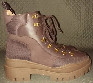 VIONIC Combat Boot Waterproof Brown Jaxen Boots Leather Platform Women's US Sz 9 - Picture 1 of 8
