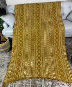 Sara Yellow Handmade Mudcloth Segou Blanket Bogolan Textile Bedsheet Boho Decor - Picture 1 of 11