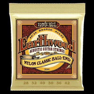 Ernie Ball EARTHWOOD FOLK NYLON, CLEAR & GOLD BALL END, 80/20 BRONZE ACOUSTIC GU • 4.99$