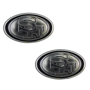 New 2pc NFL San Francisco 49ers 3-D Chrome Plastic Car Truck Auto Emblem Decal - Picture 1 of 1