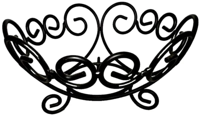 Vtg Brown Footed Scroll Metal Wrought Iron Fruit Basket / 9.5" Bowl Holder - Image 1 of 4