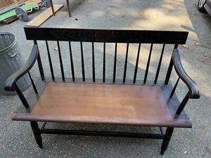 L. Hitchcock Black And Maple Stenciled Harvest Bench - Rare find - Picture 1 of 4