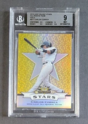 Carlos Correa 2012 Leaf Valiant Stars Gold All-Rookie #/10 BGS 9 #S-11 RARE MINT - Image 1 of 4