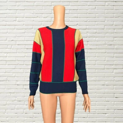 Vintage 70s Multicolor Striped Crewneck Sweater - White Stag Size M Hippie - Image 1 of 4