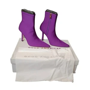 Good American Women Boots 9 Purple Bootie 4" Side Full Zip Dust Cover NIB - Picture 1 of 18