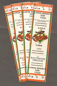 (4) 1995 Baltimore Orioles Security/Fraud VOID Season Tickets - Picture 1 of 1