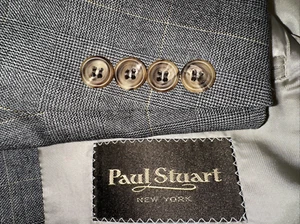 Paul Stuart New York  Gray Plaid Wool Blazer 42L Suit Jacket - Picture 1 of 23