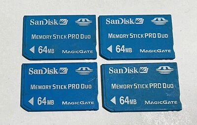 Lot of 4 SanDisk Memory Stick PRO 64MB – Vintage Flash Cards for Sony Devices - Image 1 of 2