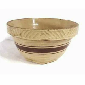 EE. UU. 104 Yellow Ware Granja Dije 3 Bandas Mezcla Masa Batidora Tazón Gres 5.5" T - Imagen 1 de 4