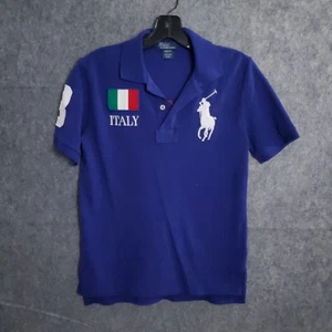 Ralph Lauren Polo Shirt Youth M Blue White Rugby Big Pony Offshore Team Italy - Picture 1 of 17