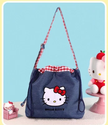 Bolso Bandolera Grande Sanrio Hello Kitty Denim a Cuadros con Cordón Foto 1 de 4