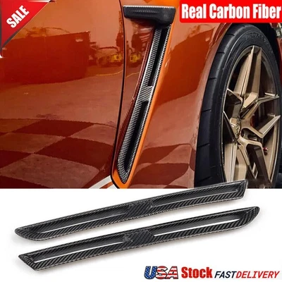 For Nissan GTR GT-R R35 2009-2015 Real Carbon Side Fender Air Vent Cover Trims - Image 1 of 4