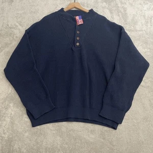 Vintage Binghamton Fisherman Sweater Men 2XL Navy Henley Ribbed USA Made New - Picture 1 of 12
