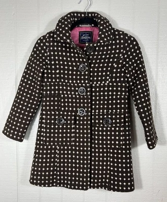 MINI SUELO Abrigo Guisante Moda Marrón Lunares Mezcla Lana Niñas 7-8 Años Foto 1 de 4