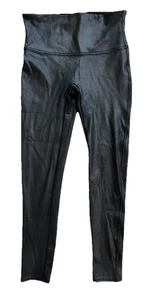 Spanx Women's Size Large Petite Faux Black Leather Leggings Pants Stretch LP - Picture 1 of 8