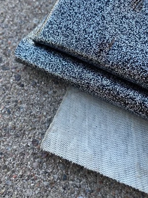 VINTAGE Silver Glitter VINYL Felt Lined Remnant 1990s 36.5 x 41" + 14.5 x 21.75" - Image 1 of 4