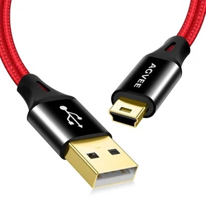 AGVEE 2 Pack 6.6ft Mini USB Cable, Braided Durable USB-A to 6.6ft+6.6ft, Red - Picture 1 of 7