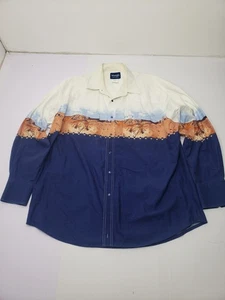 Vintage 90s Express Rider Western Wear Cowboy Bull Riding Button Up Shirt Sz 2XL - Picture 1 of 16