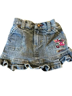 Falda Levis Strauss 18M Niñas Skort Denim Bordado Flores Elástica Pull On Foto 1 de 4