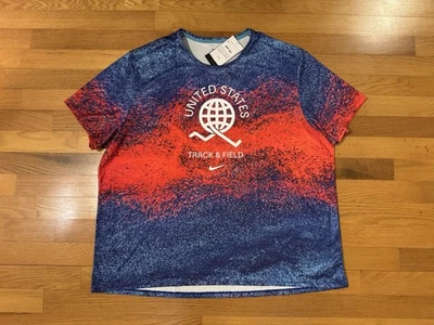 New 3XL Nike Miler Team USA Track & Field Olympics Dri-Fit Shirt FJ3411-635 Men - Image 1 of 4