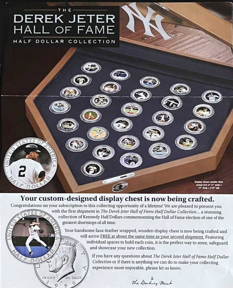 2020 Danbury Mint Derek Jeter Hall of Fame coleção de moedas 50c conjunto lote 28 moedas - Imagem 1 de 4