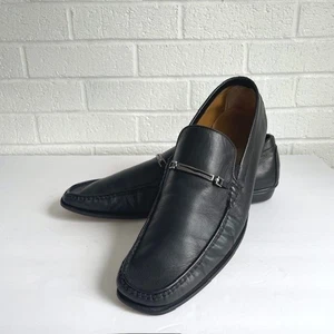 runo Magli Black Leather Bit Loafers Men's Size 13M Italian Slip-On Shoes - Picture 1 of 10