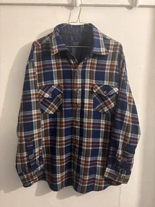 Vintage 80s-90s Sears Button Up Plaid Flannel Acrylic Shirt Size 2XL 18-18 1/2 - Picture 1 of 12