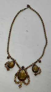 Juliana Style unfoiled Drop Amber Chatons Necklace 1950s - Picture 1 of 4