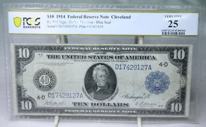 1914 $10 Federal Reserve Note Cleveland Fr.918 PCGS VF25 No Comment #9127 - Picture 1 of 2