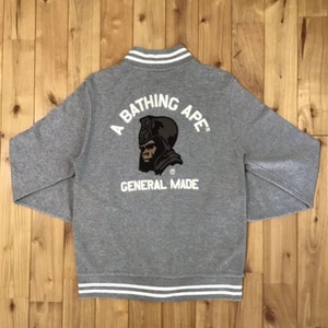 A Bathing Ape Bape General Made Sweat Varsity Stadium Jacket Gray size S Japan - Picture 1 of 10