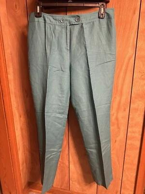 Calça feminina de linho/rayon tamanho 16 azul-petróleo - Imagem 1 de 4