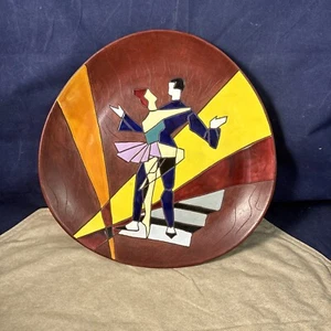 "TANGO"  VTG POTTERY WOOL ART PLATE  Mark from Artist Keramos - Made in ISRAEL - Bild 1 von 18