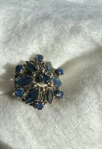 Anillo Vintage Oro 14k Y Topacio Azul Harén Princesa Cúpula Talla 7, (5 Gramos) - Imagen 1 de 13