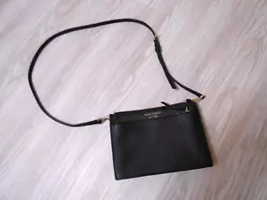 KATE SPADE NEW YORK ~ Cuero Negro ~ LOGO ~ CREMALLERA ~ BOLSO BANDOLERA MONEDERO ~ COMO NUEVO - Imagen 1 de 14