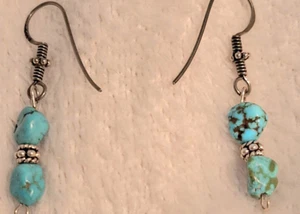 Handgefertigte Ohrringe 925 Silber und natürliche blaue Türkis Perlen - Bild 1 von 2