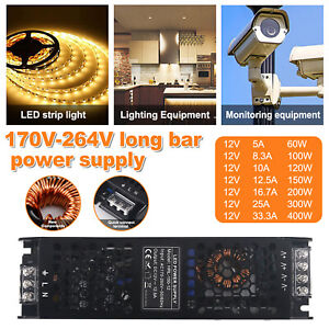 LED Switching Power Supply AC 170V-240V to DC 12V Transformer Driver Adapter