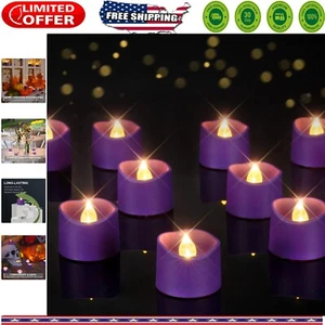 Enchanting Purple LED Tea Lights - 24-Pack Flameless & Flickering for Parties - Picture 1 of 8