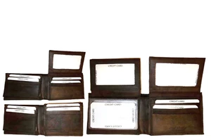 Lot of 3. Man's Wallet. Bi fold Leather Wallet 12 Credit Cards 2 IDs Suede lined - Picture 1 of 12
