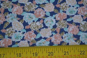 By 1/2 Yd, Pink & Blue Calico on Navy Soft PolyCotton Lawn, M7623 - Picture 1 of 4