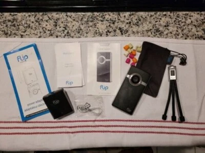 Flip Video Camera UltraHD 3 Model with tripod - Color: Black - Tested and Works - Image 1 of 4