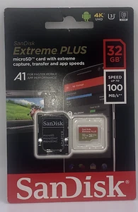 Carte microSDHC UHS-I SanDisk Extreme Plus avec adaptateur 32 Go 100 Mo/s NEUVE ! - Photo 1 sur 2
