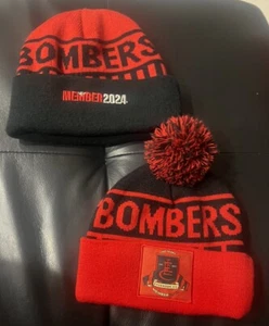 2 x Essendon Bombers 2022 & 2024 Members 150th Year Anniversary Beanie Hat Cap - Picture 1 of 20