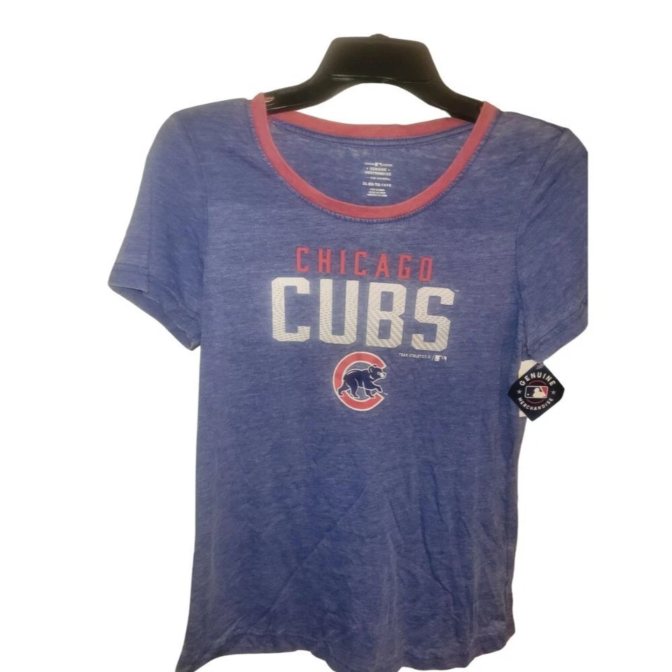 MLB Chicago Cubs Girls Distressed Blue Short Sleeve Shirt Large 10/12