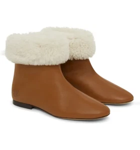 $595 - MANSUR GAVRIEL Cosy Shearling Cuff Leather Boot in Camel Size 8 (38) - Picture 1 of 4