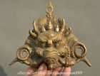 6.4” Old Chinese Bronze copper hand Carved dragon haed wall hanging mask visor 