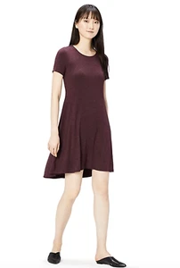 Daily Ritual Women's Jersey Short-Sleeve Open Crewneck Dress XS Purple Heather - Picture 1 of 3