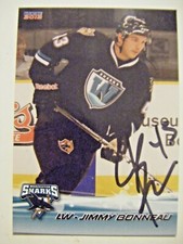 JIMMY BONNEAU signed 2011-2012 WORCESTER SHARKS hockey card AUTO Autographed AHL